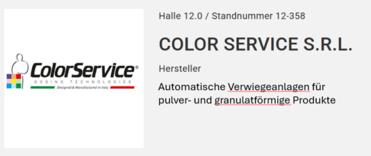 Powtech - ColorService - Halle 12.0 / Stand 12-358